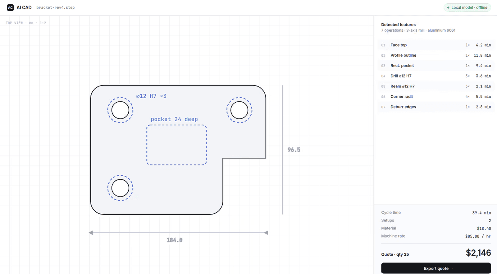 AI CAD interface screenshot